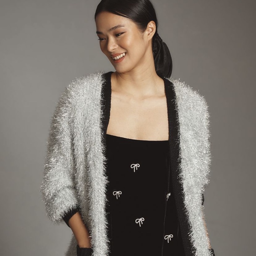 By Anthropologie Tinsel Varsity Cardigan Sweater NWT